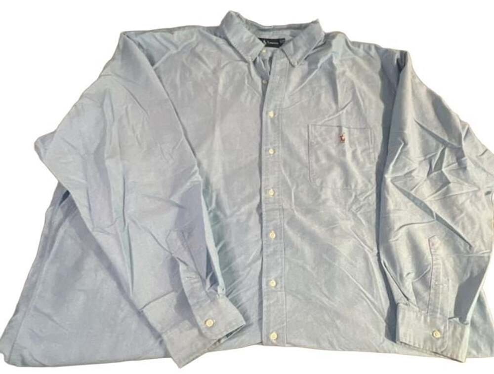 Polo Ralph Lauren Mens 3XLT Light Blue Oxford Shirt Pocket Orange Pony Logo